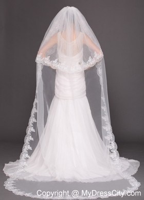 Bridal Veils For Wedding With Two-tier Lace