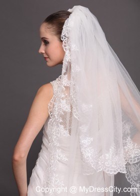 Bridal Veils For Wedding With Two-tier Lace