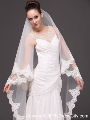 Lace Over Bridal Veil Two-tier For Wedding