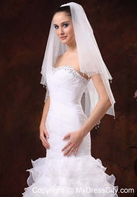 Beautiful Beading Tulle Bridal Veil For Wedding