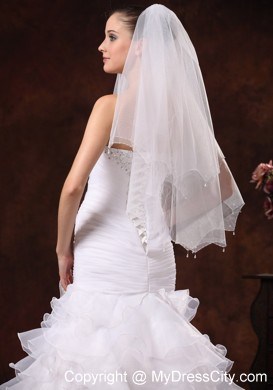 Beautiful Beading Tulle Bridal Veil For Wedding