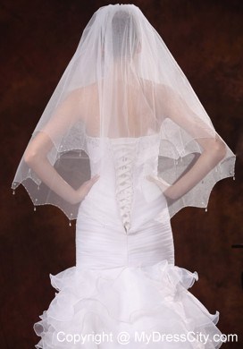 Beautiful Beading Tulle Bridal Veil For Wedding