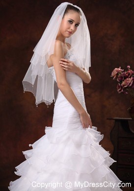 Beautiful Beading Tulle Bridal Veil For Wedding