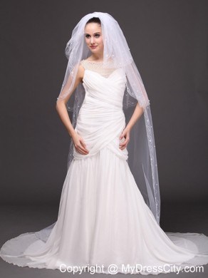 Three-tier and Embroidery Bridal Veils For Wedding