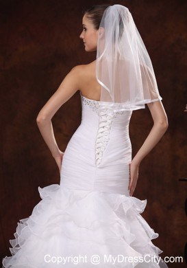 Taffeta Trim Edge Discount Tulle Bridal Veils For Wedding