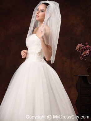 2 Layers Graceful Tulle Ribbon Edge Wedding Veil