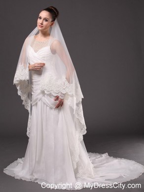 Lace Appliques One-tier Cathedral Tulle Graceful Wedding Veil