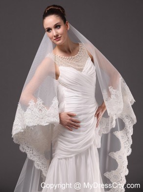 Lace Appliques One-tier Cathedral Tulle Graceful Wedding Veil