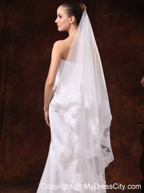 Tulle With Lace Applique Edge Graceful Wedding Veil