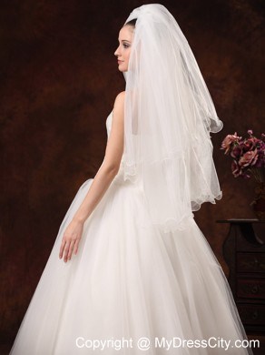 Inspired Layer Ribbon Edge Organza Bridal Veil