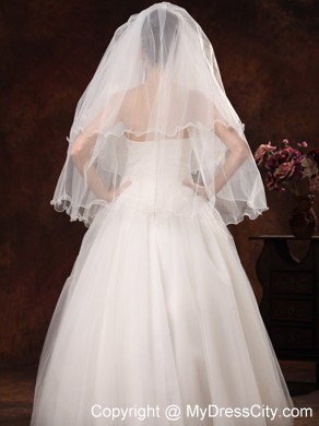 Inspired Layer Ribbon Edge Organza Bridal Veil