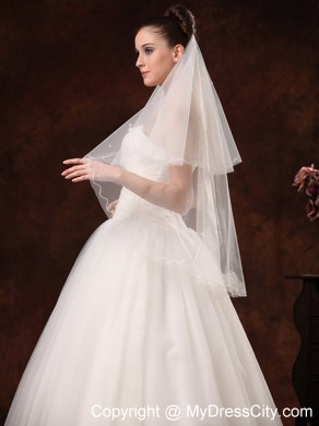 2 Layers Graceful Organza Ribbon Edge Bridal Veils