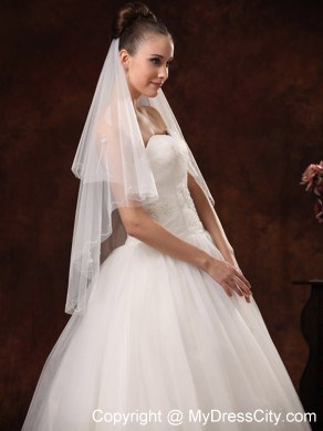 2 Layers Graceful Organza Ribbon Edge Bridal Veils