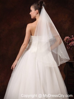 2 Layers Graceful Organza Ribbon Edge Bridal Veils