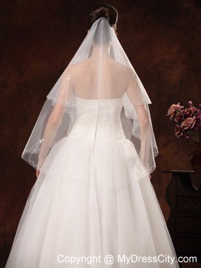 2 Layers Graceful Organza Ribbon Edge Bridal Veils