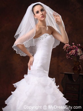 Tulle Ribbon Edge Bridal Veil For Wedding