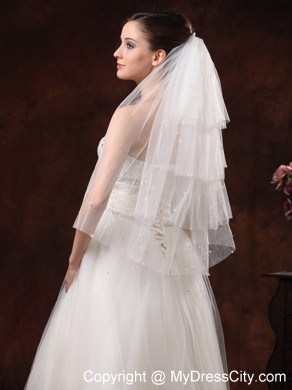 Gorgeous Pearl Trim Edge Tulle Bridal Veil