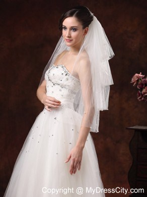 Gorgeous Pearl Trim Edge Tulle Bridal Veil