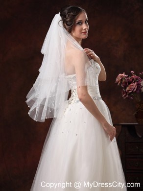 Gorgeous Pearl Trim Edge Tulle Bridal Veil