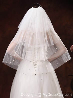 Gorgeous Pearl Trim Edge Tulle Bridal Veil