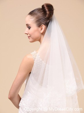 Lace Appliques Two-tier Tulle Popular Wedding Veil