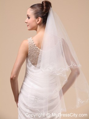 Royal Discount Tulle Ribbon Edge Bridal Veil For Wedding