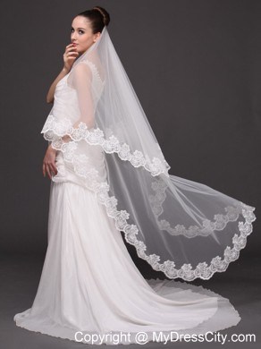 Lace Appliques Tulle Graceful Wedding Veil