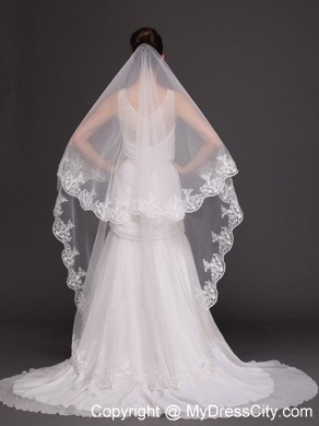 Lace Appliques Tulle Graceful Wedding Veil