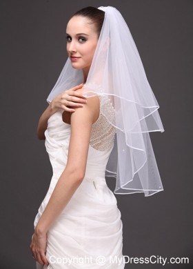 Two-tier Tulle Ribbon Edge Wedding Veil On Sale