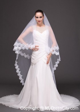 Two-tier Tulle With Lace Appliques Bridal Veil