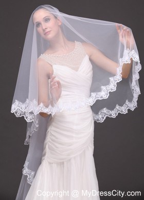 Two-tier Tulle With Lace Appliques Bridal Veil