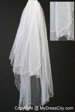 Organza Pearl Trim Edge Wedding / Bridal Veil