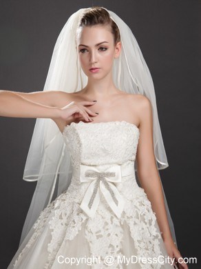 Inspired Layer Ribbon Edge Organza Bridal Veil