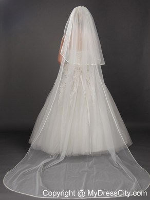 Inspired Layer Ribbon Edge Organza Bridal Veil