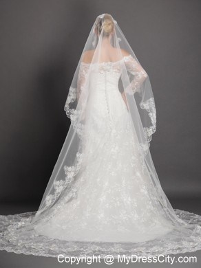 Perfect Lace Appliques Tulle Graceful Wedding Veil