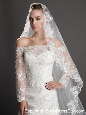 Perfect Lace Appliques Tulle Graceful Wedding Veil