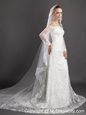 Royal Lace Appliques Tulle Bridal Veil