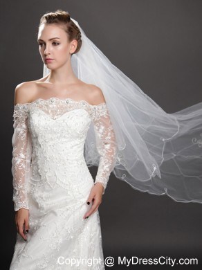 Inspired Layer Ribbon Edge Organza Bridal Veil