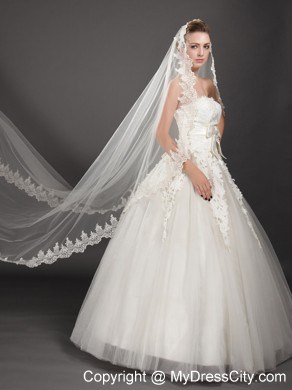 Perfect Lace Appliques Edge Organza Wedding Veil