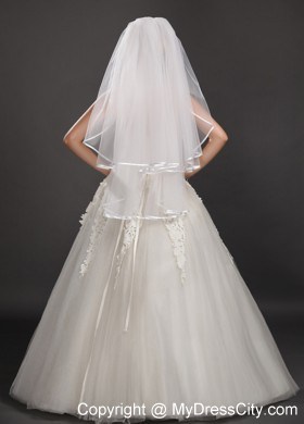 Two-tier Tulle With Ribbon Edge Wedding Veil