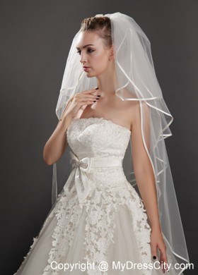 Four-tier Tulle Ribbon Edge Wedding Veil On Sale