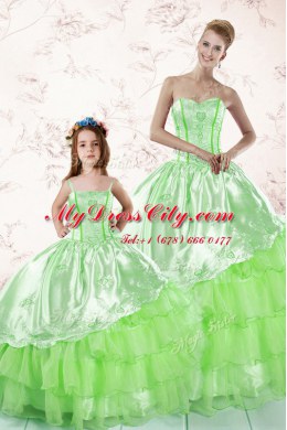 Embroidery and Ruffled Layers Quinceanera Gowns Lace Up Sleeveless Floor Length