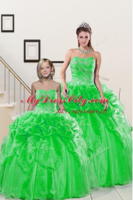 Affordable Sleeveless Floor Length Beading and Pick Ups Lace Up Quinceanera Dresses