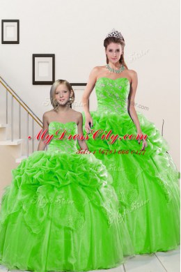 Cheap Lace Up 15th Birthday Dress Beading and Pick Ups Sleeveless Floor Length