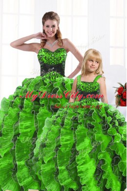 Suitable Sweetheart Sleeveless Lace Up Vestidos de Quinceanera Organza