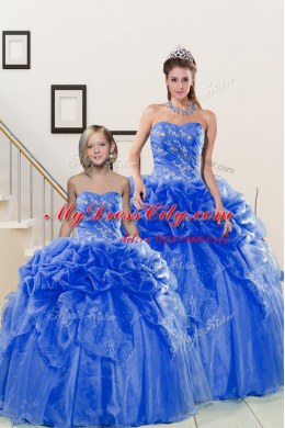 Sleeveless Beading and Pick Ups Lace Up Quince Ball Gowns