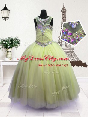 Superior Scoop Apple Green Sleeveless Organza Zipper Party Dresses for Party and Wedding Party