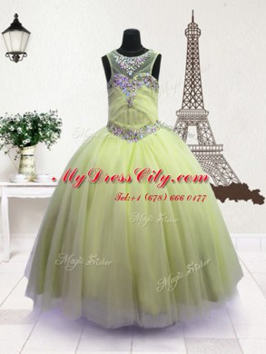 Superior Scoop Apple Green Sleeveless Organza Zipper Party Dresses for Party and Wedding Party