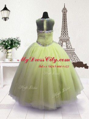 Superior Scoop Apple Green Sleeveless Organza Zipper Party Dresses for Party and Wedding Party