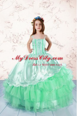 Organza Sleeveless Floor Length Custom Made and Embroidery and Ruffled Layers